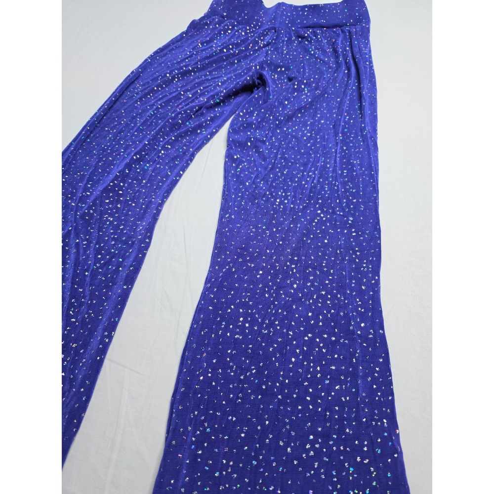 Women's Flared Leg Pants 26 Royal Blue Stretch Elastic Waist Pull On Outdoor - Picture 3 of 6